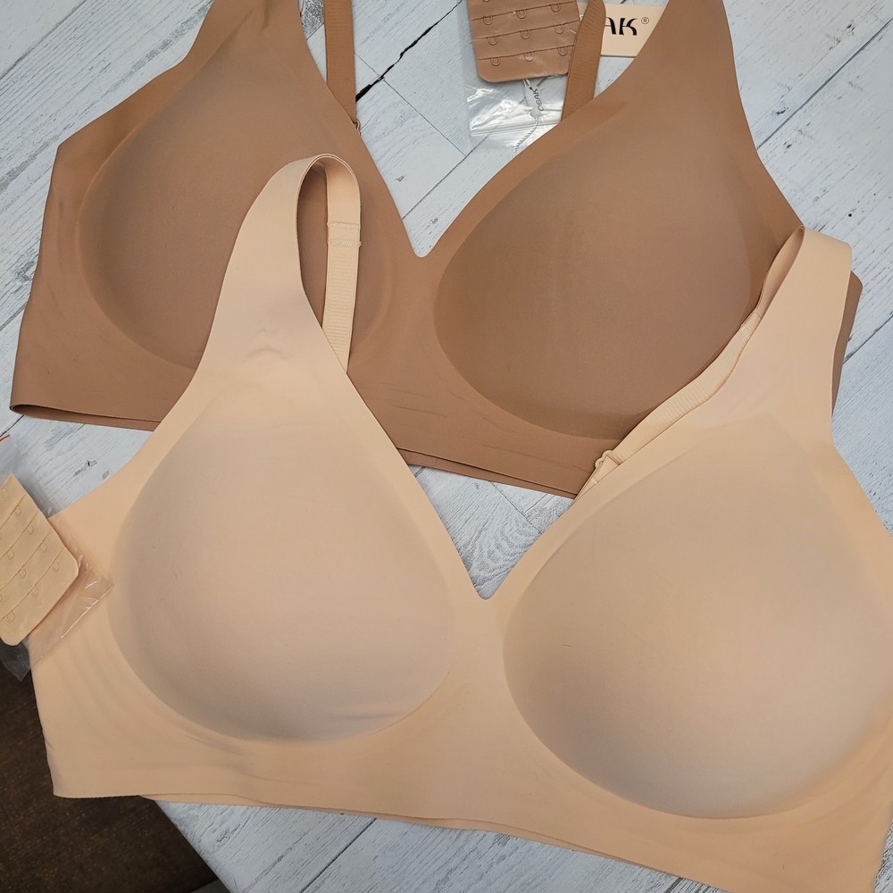 Seamless Wireless Bra Set - Tan and Cream